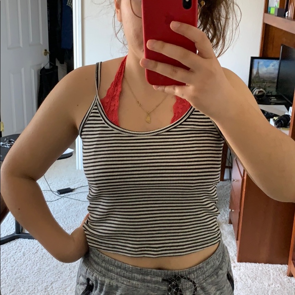 brandy black & white striped tank top